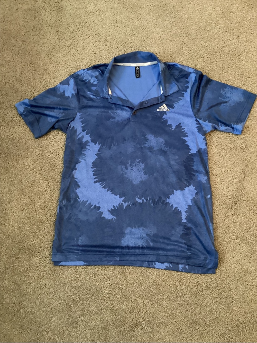 adidas Men’s Blue Floral-Print Polo
